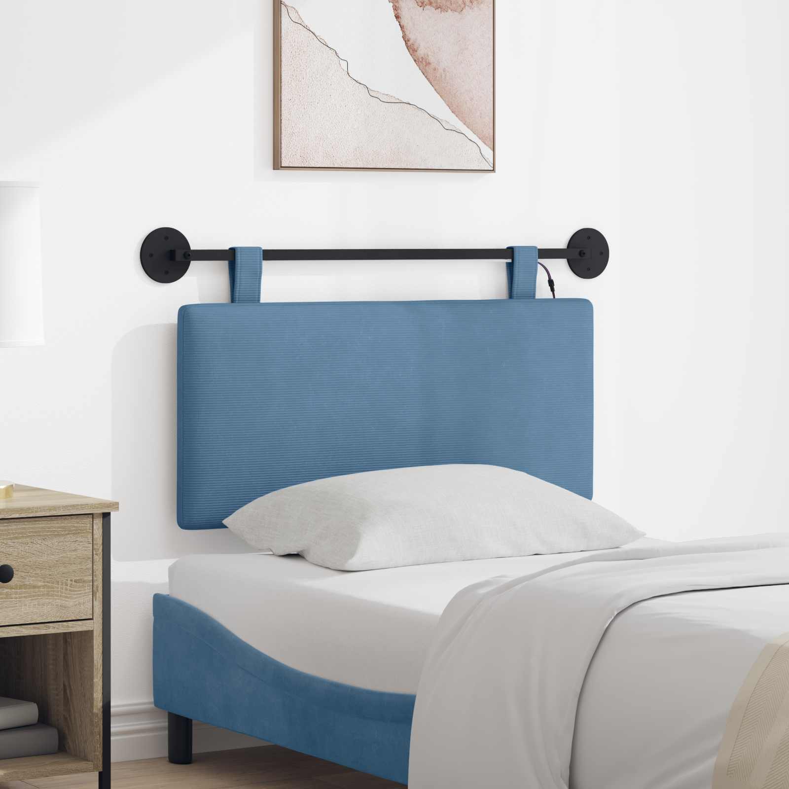 Hängendes Kopfteil Blau Cordstoff