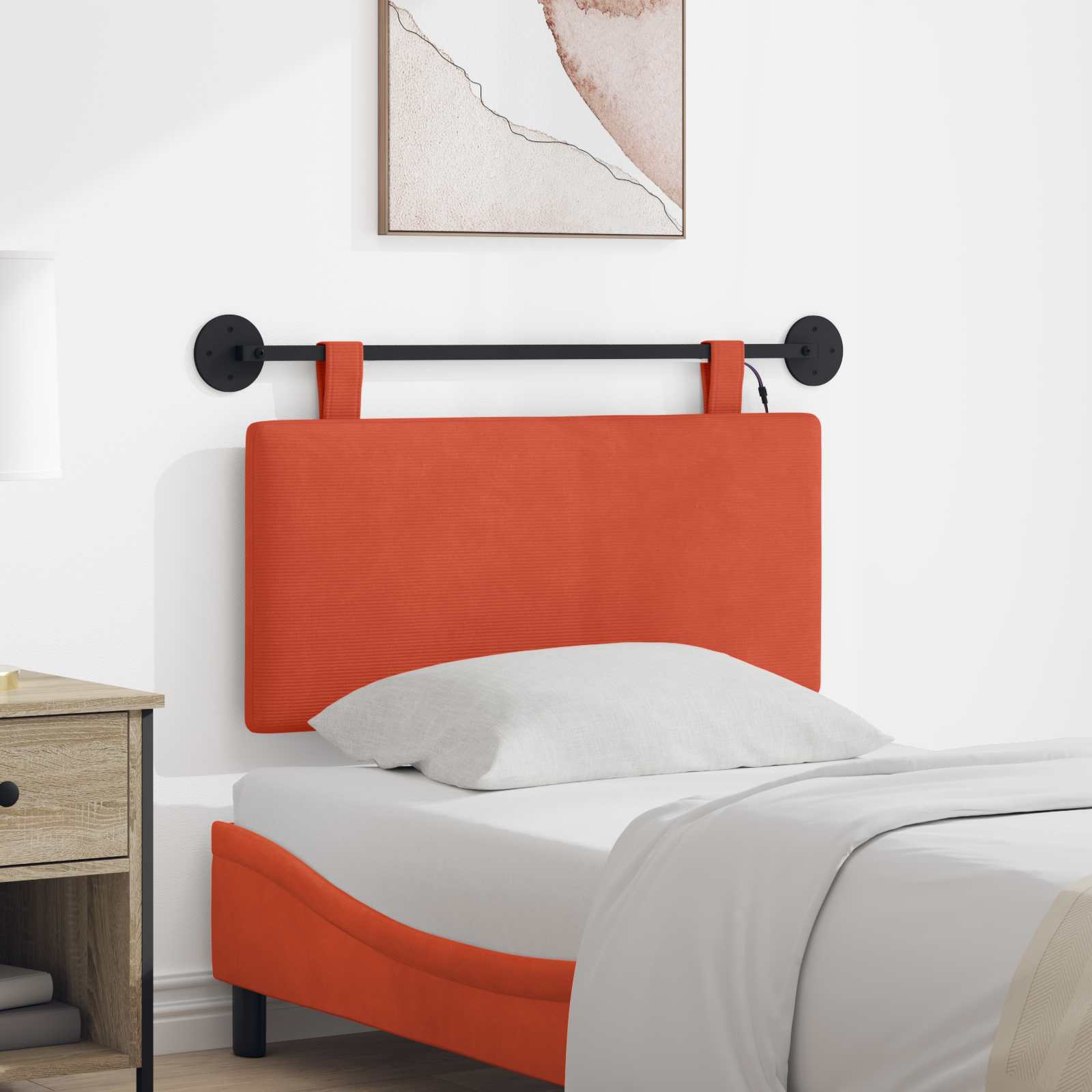 Hängendes Kopfteil Rot-Orange Cordstoff