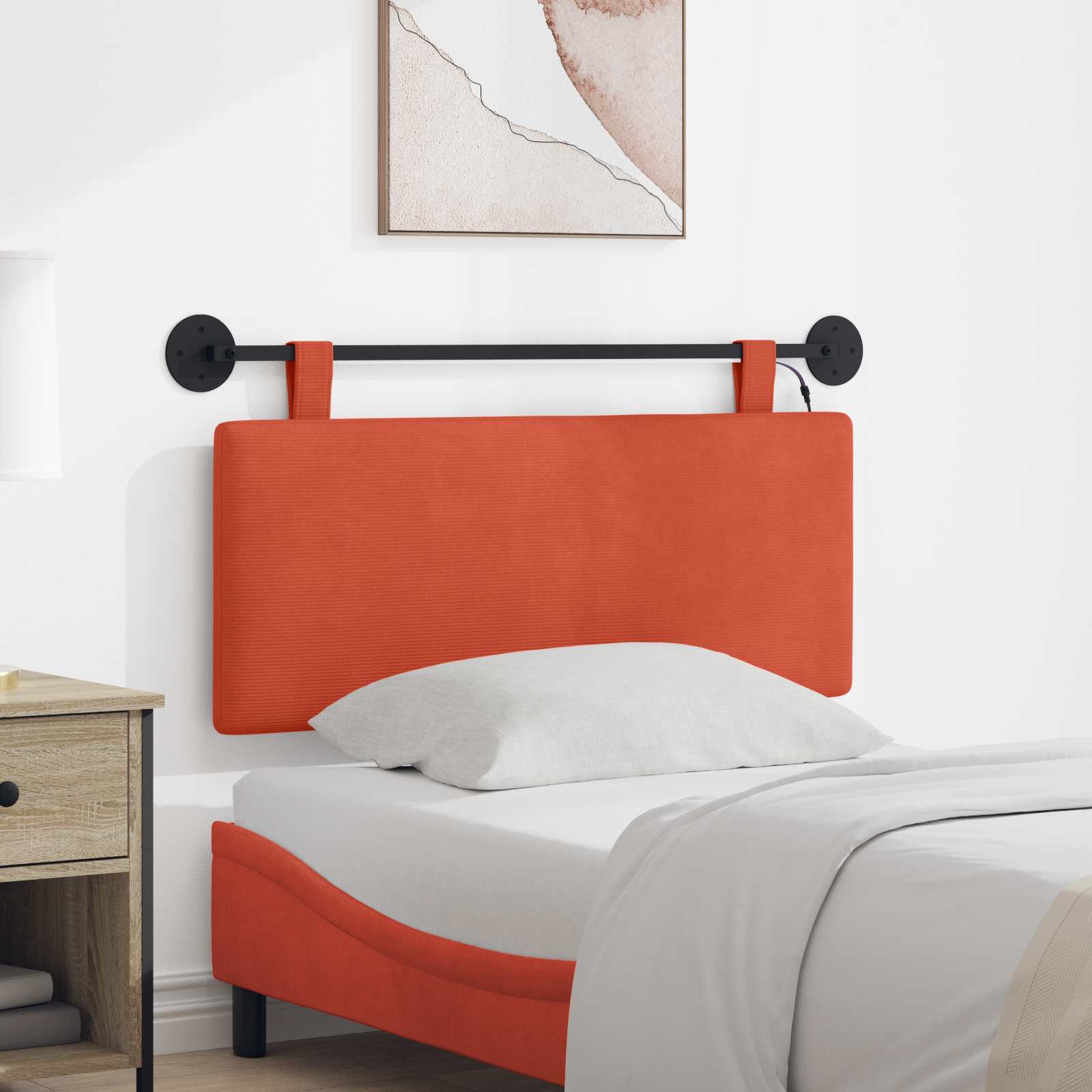Hängendes Kopfteil Rot-Orange Cordstoff