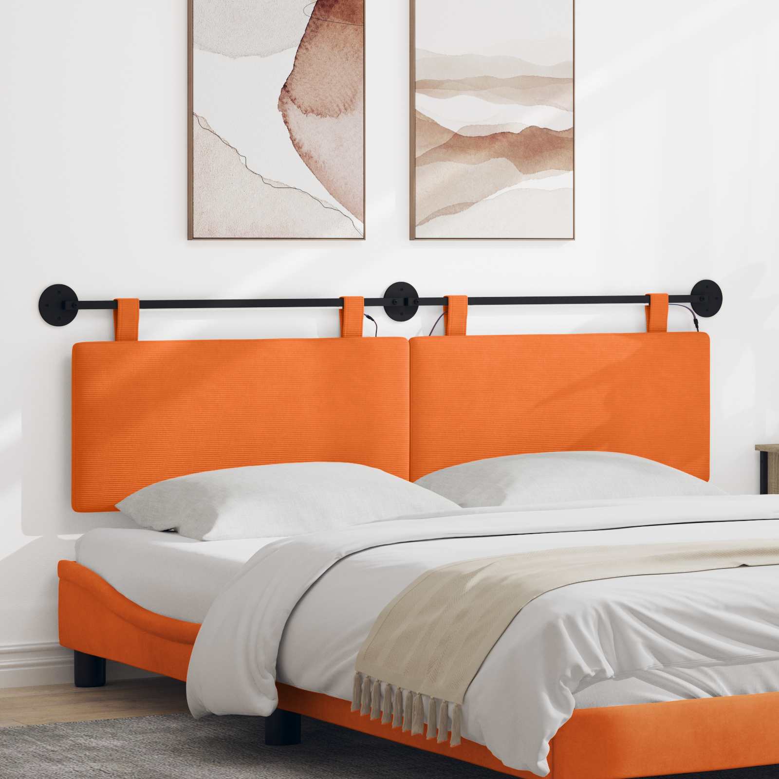 Hängendes Kopfteil Orange Cordstoff