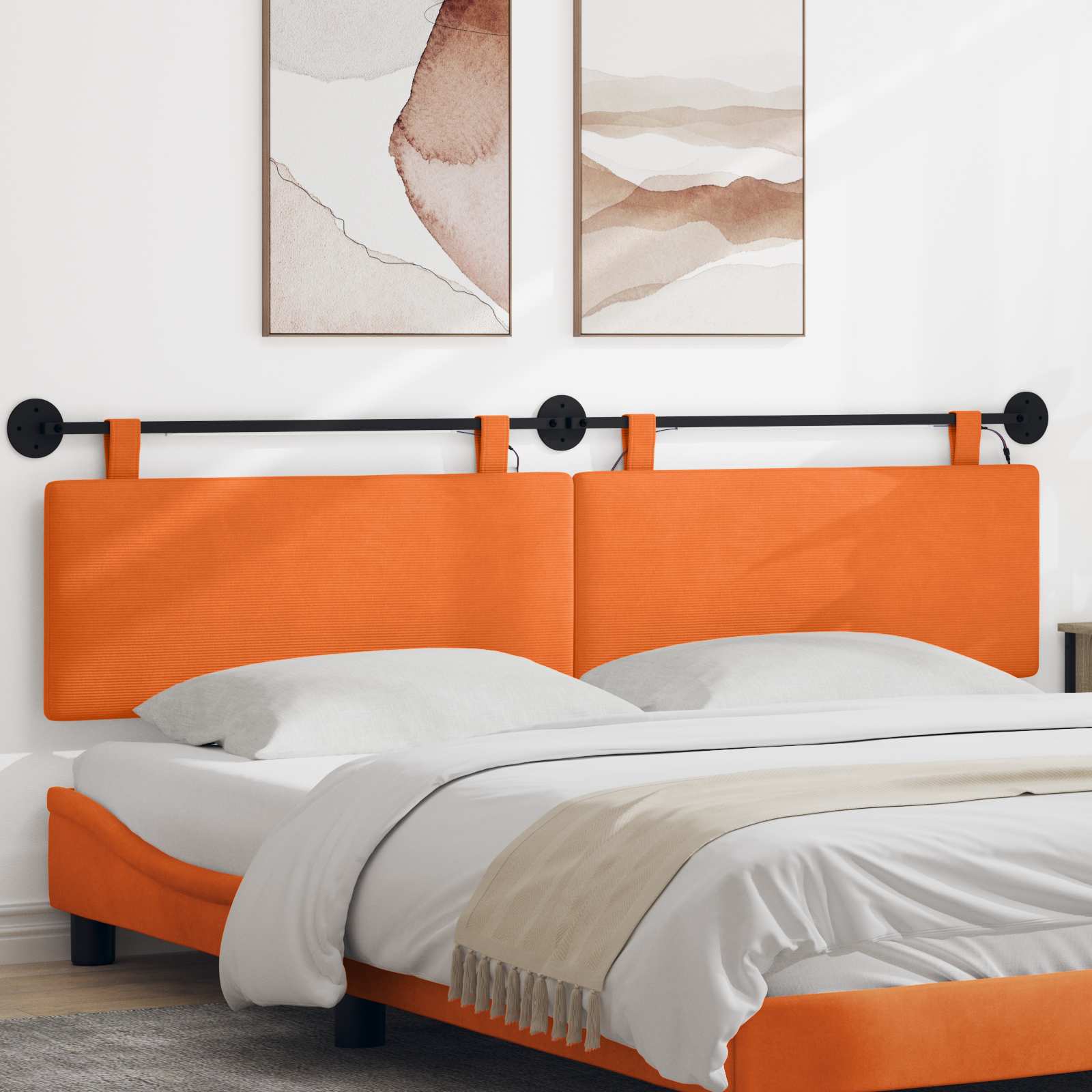 Hängendes Kopfteil Orange Cordstoff