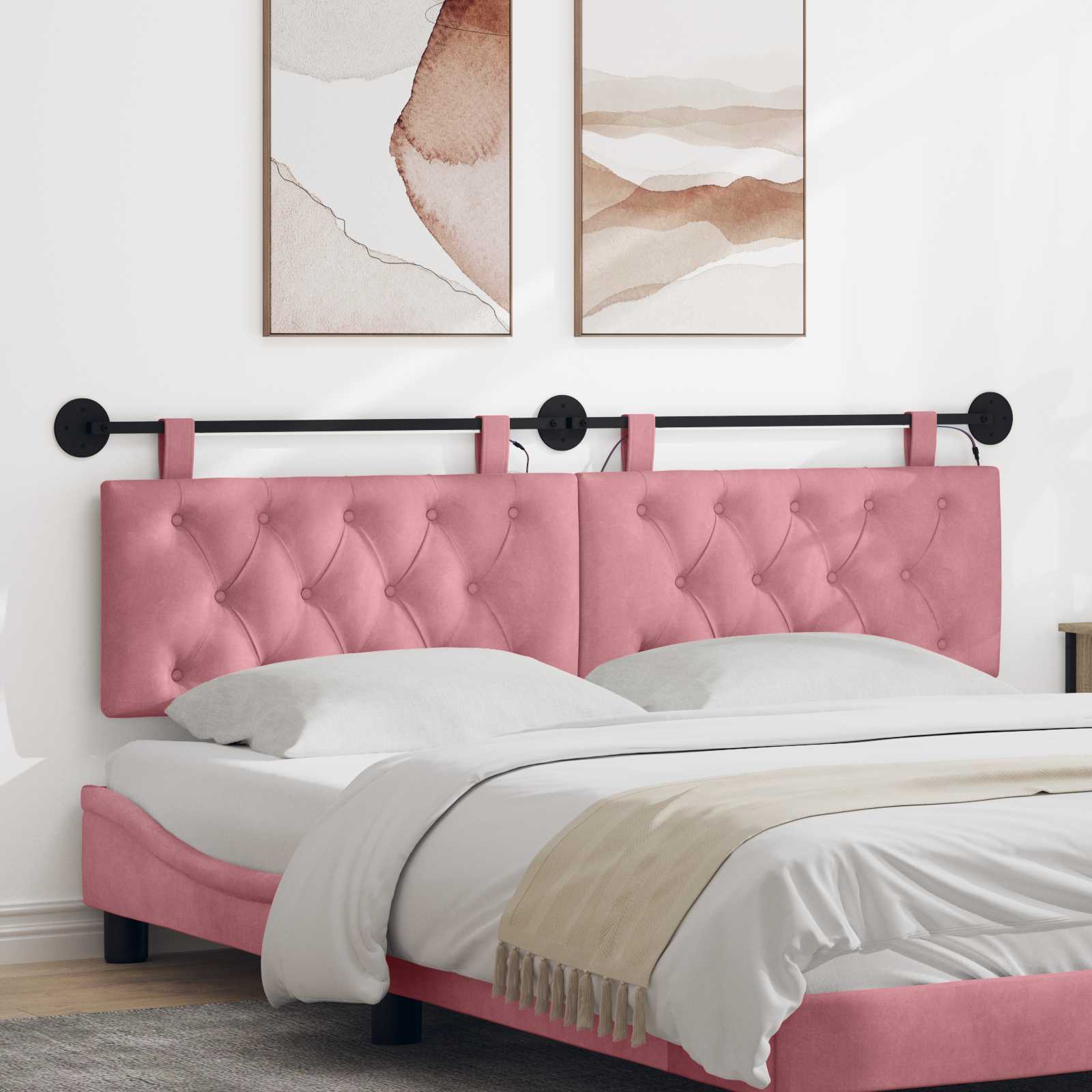 Hängendes Kopfteil Rosa Samt