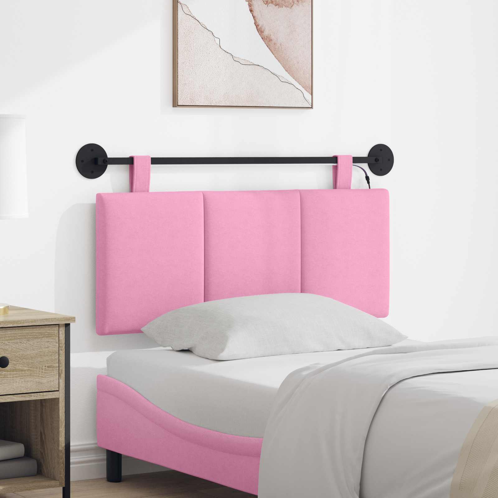 Hängendes Kopfteil Mit LED Licht Rosa Stoff