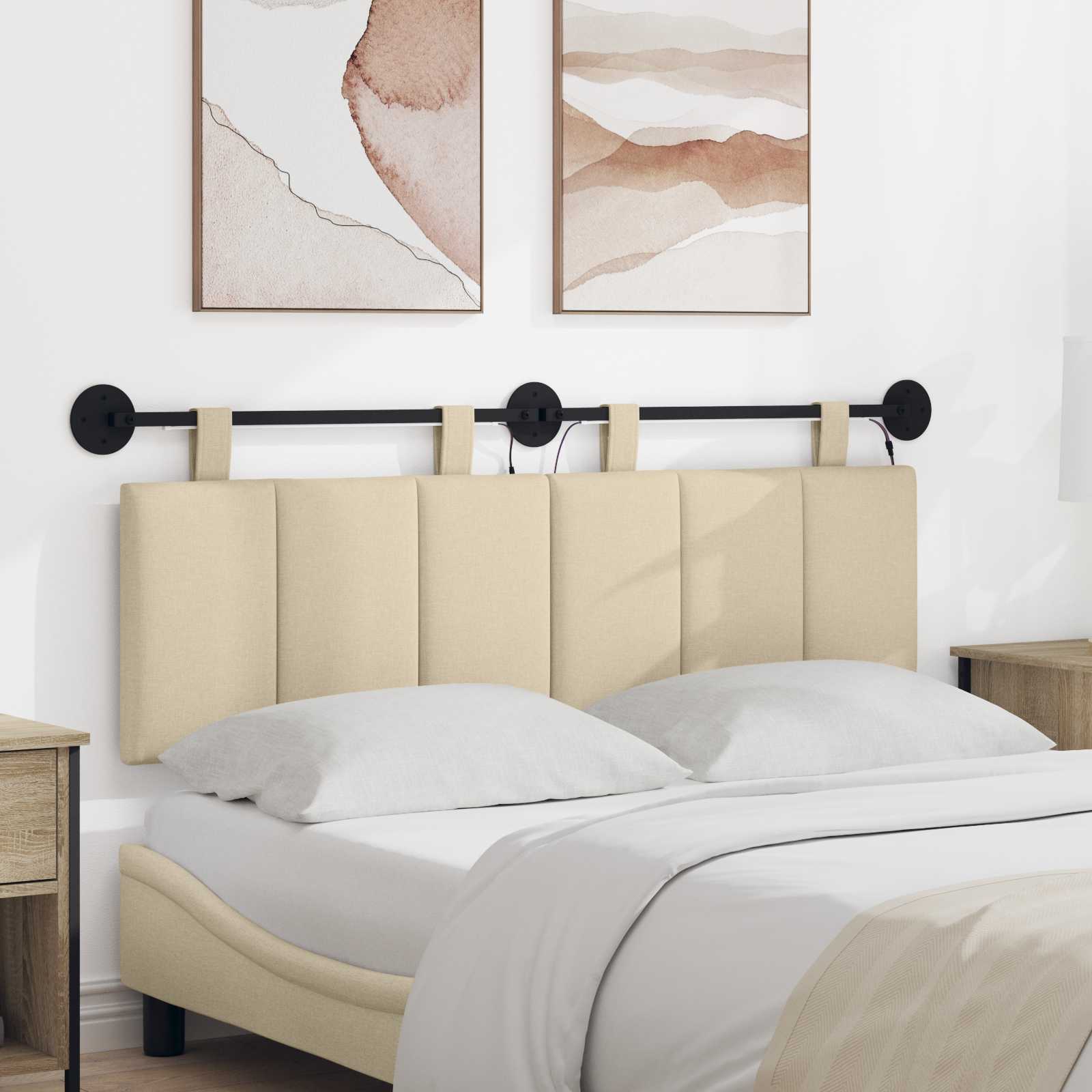 Hängendes Kopfteil Mit LED Licht Creme Stoff