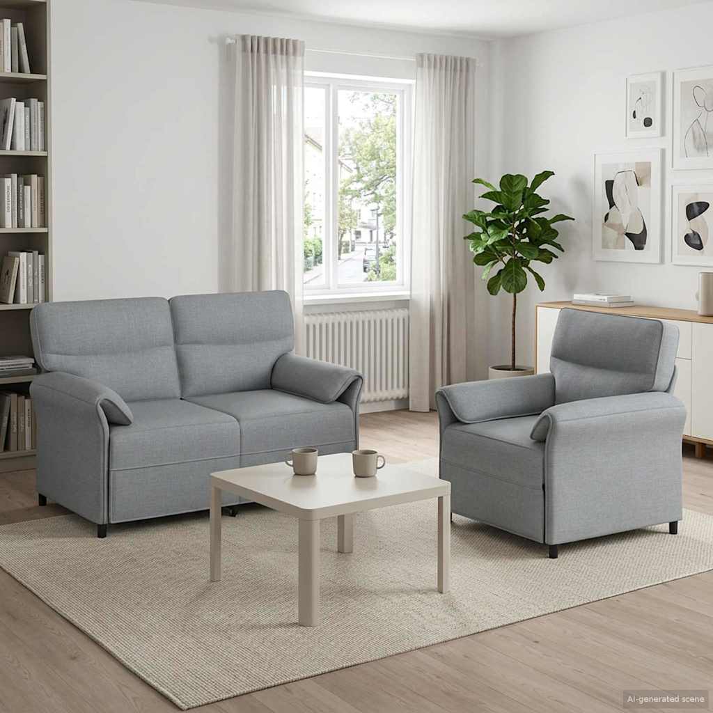 Sofa Set 2 stk. Hellgrau Stoff