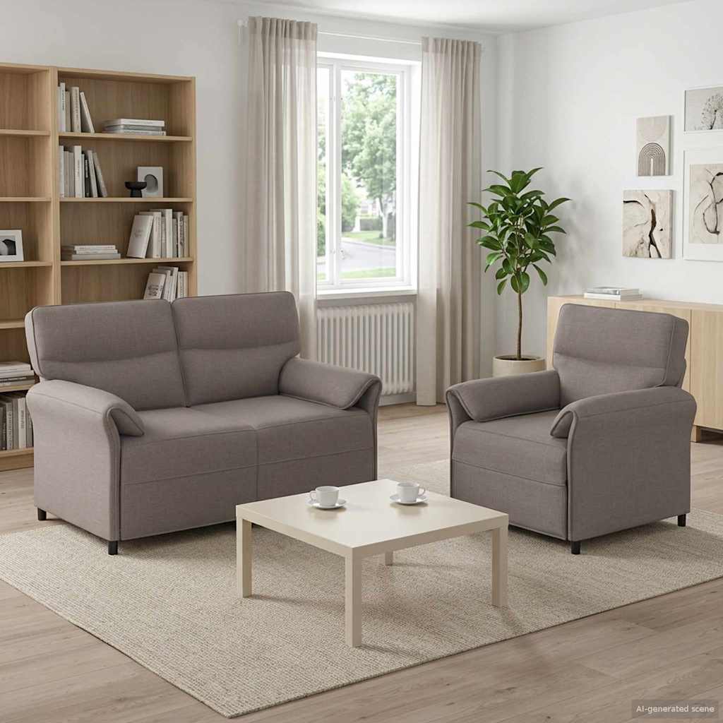 Sofa Set 2 stk. Taupe Stoff