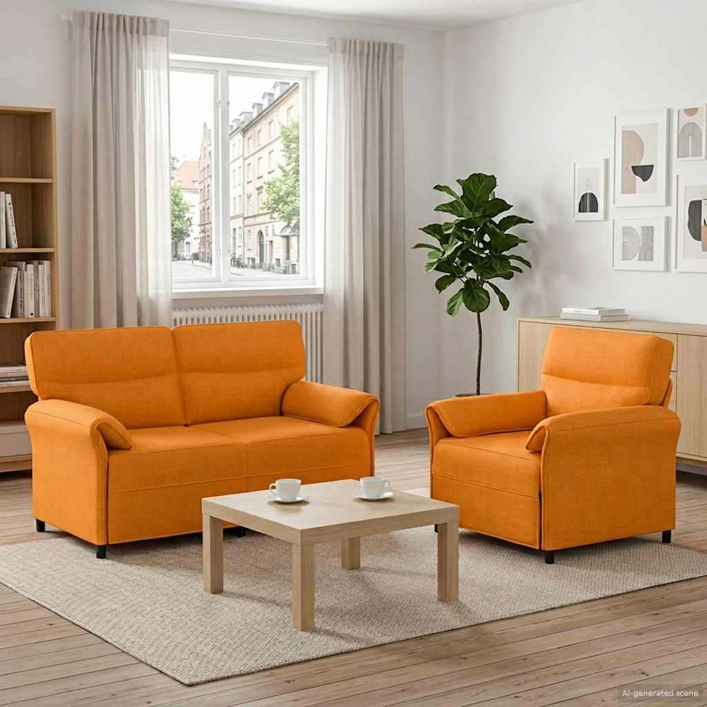 Sofa Set 2 stk. Dunkelgelb Stoff