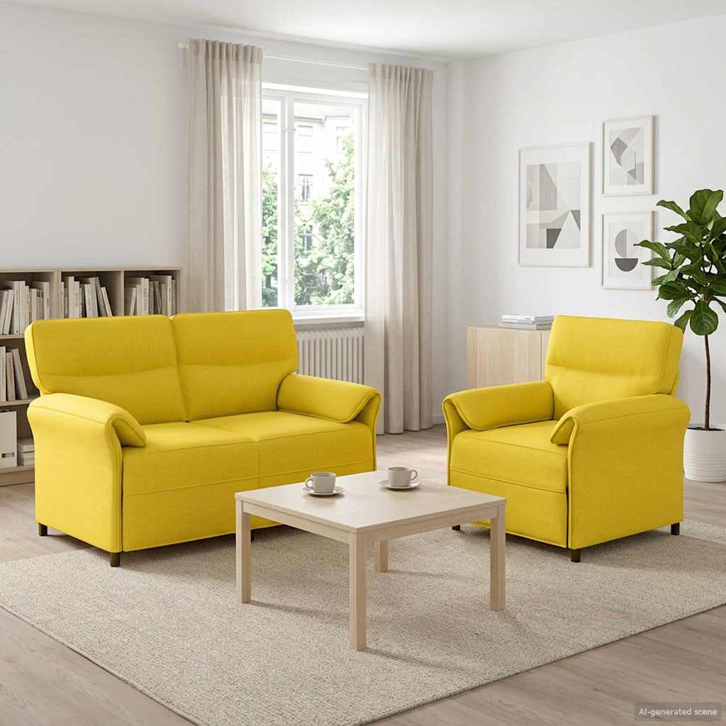 Sofa Set 2 stk. Helles Gelb Stoff