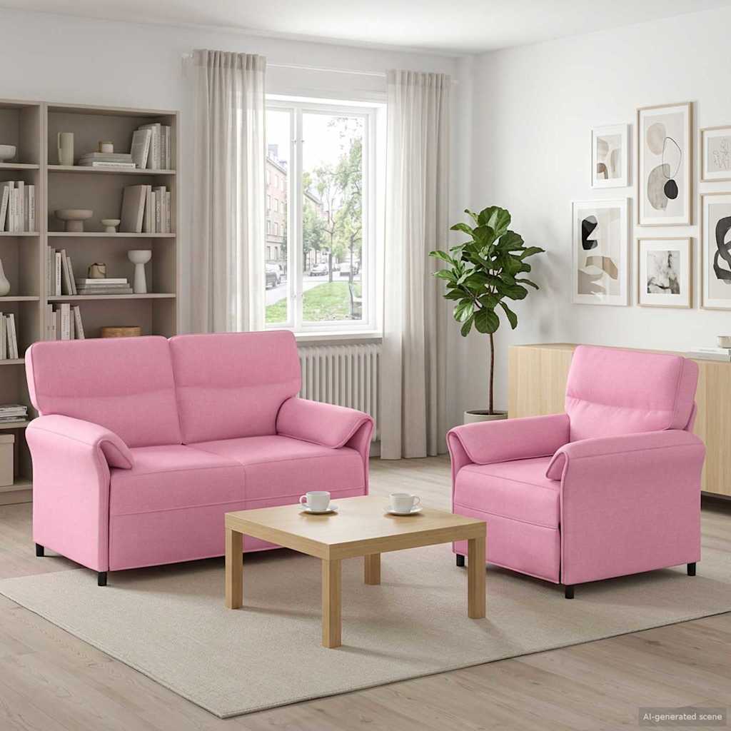 Sofa Set 2 stk. Rosa Stoff