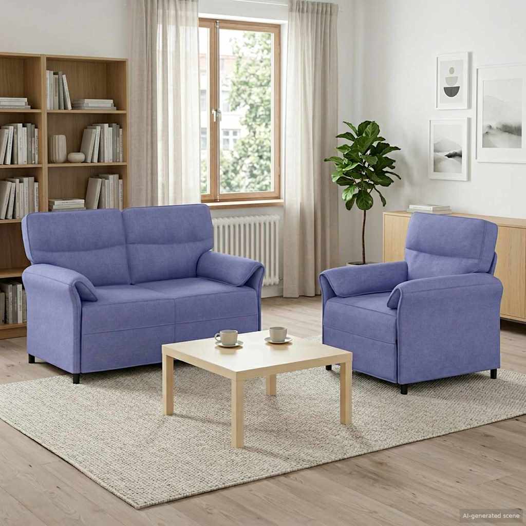 Sofa Set 2 stk. Jeans blau Stoff