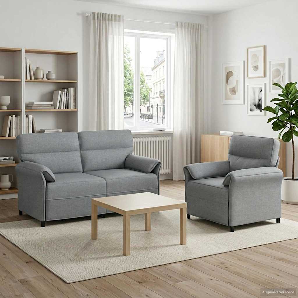 Sofa Set 2 stk. Hellgrau Stoff