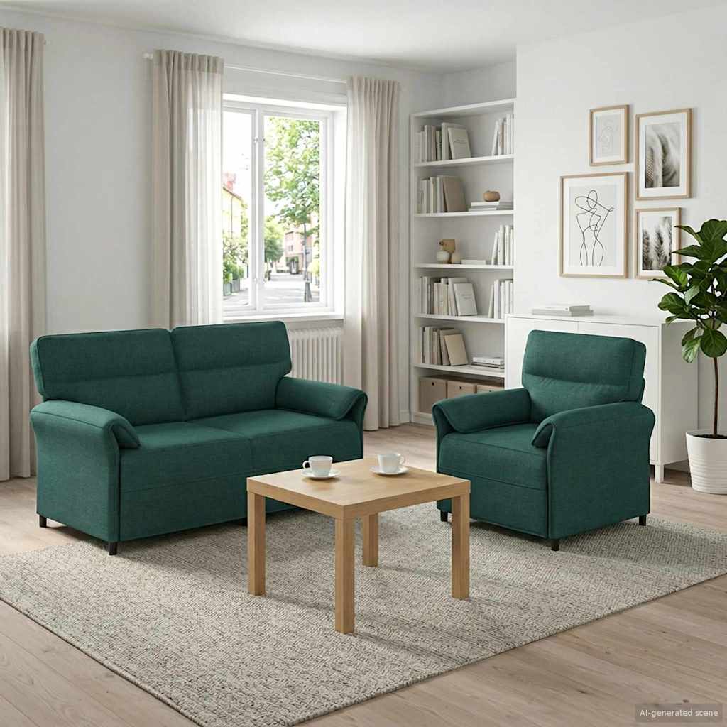 Sofa Set 2 stk. Dunkelgrün Stoff