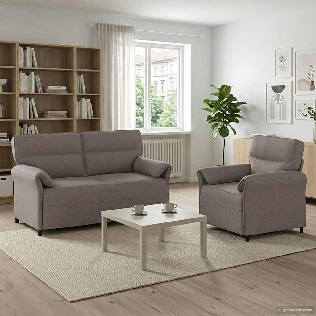 Sofa Set 2 stk. Taupe Stoff