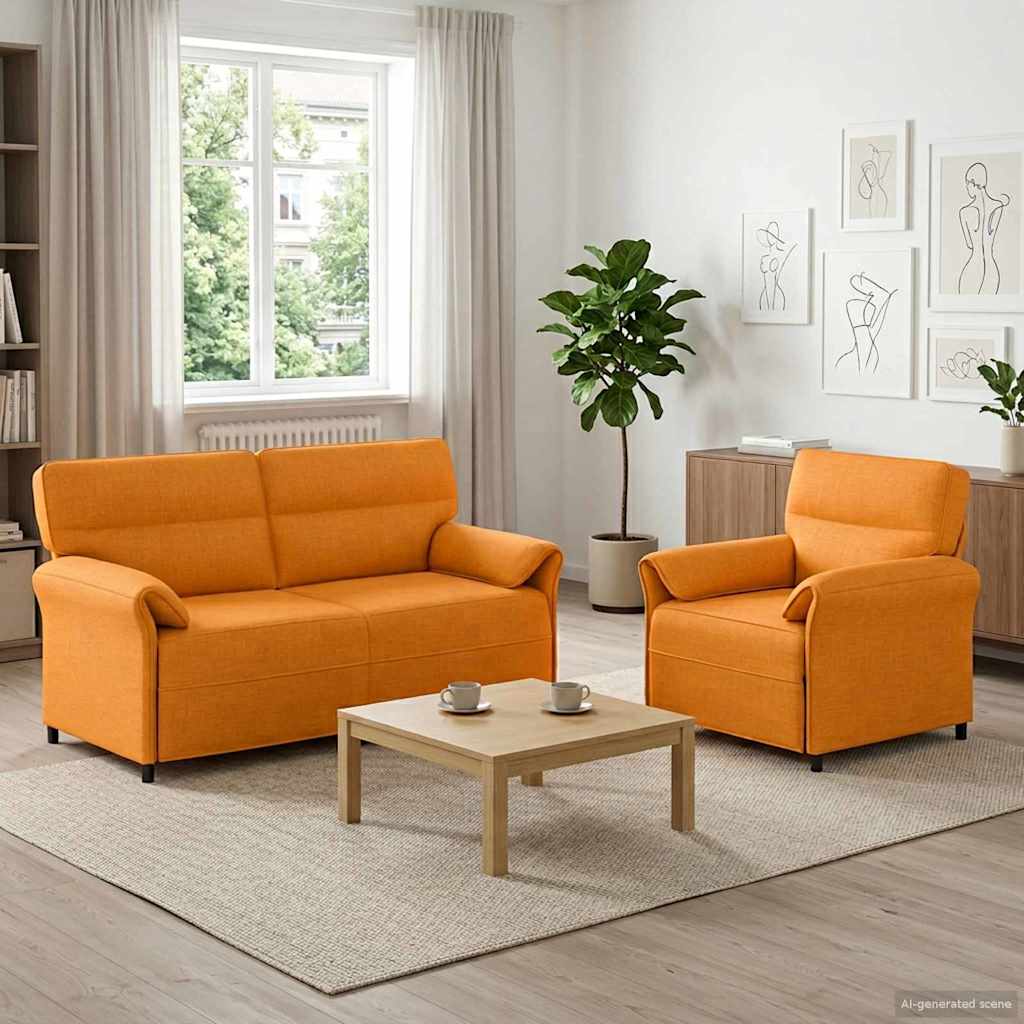 Sofa Set 2 stk. Dunkelgelb Stoff