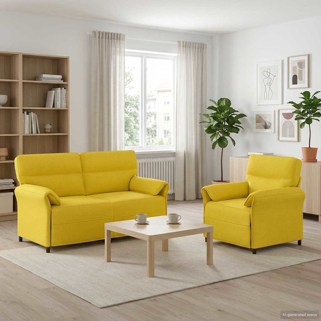 Sofa Set 2 stk. Helles Gelb Stoff