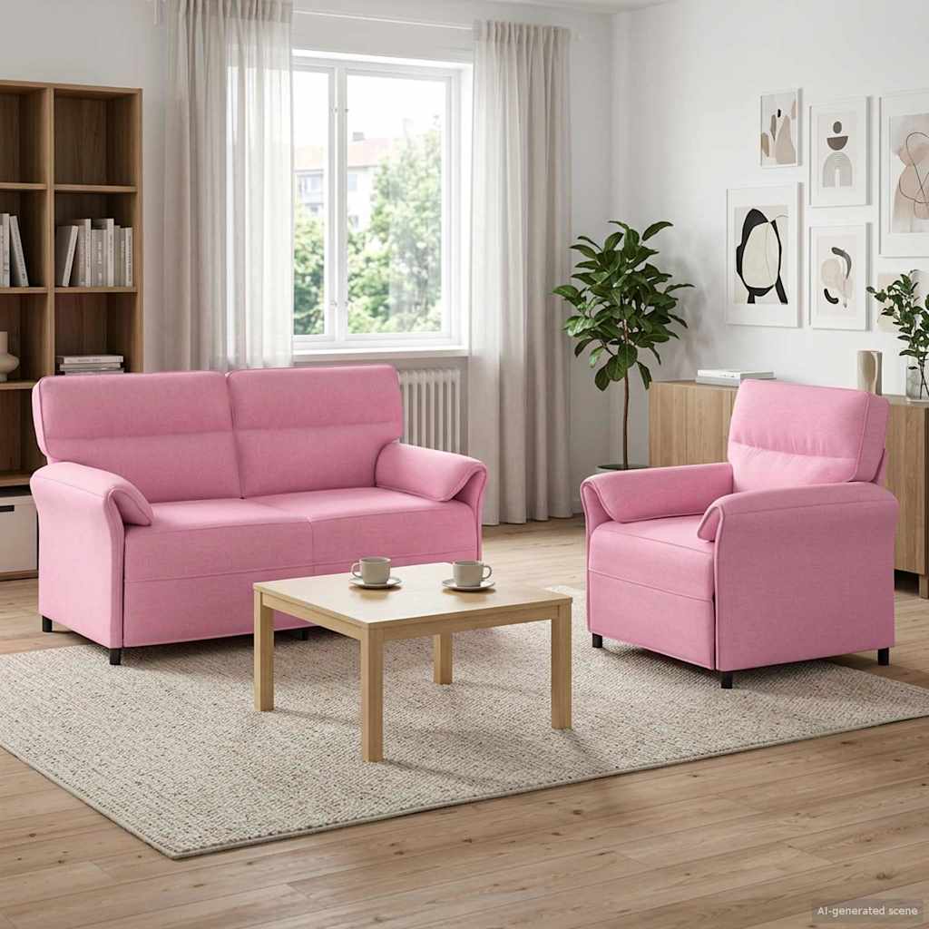 Sofa Set 2 stk. Rosa Stoff