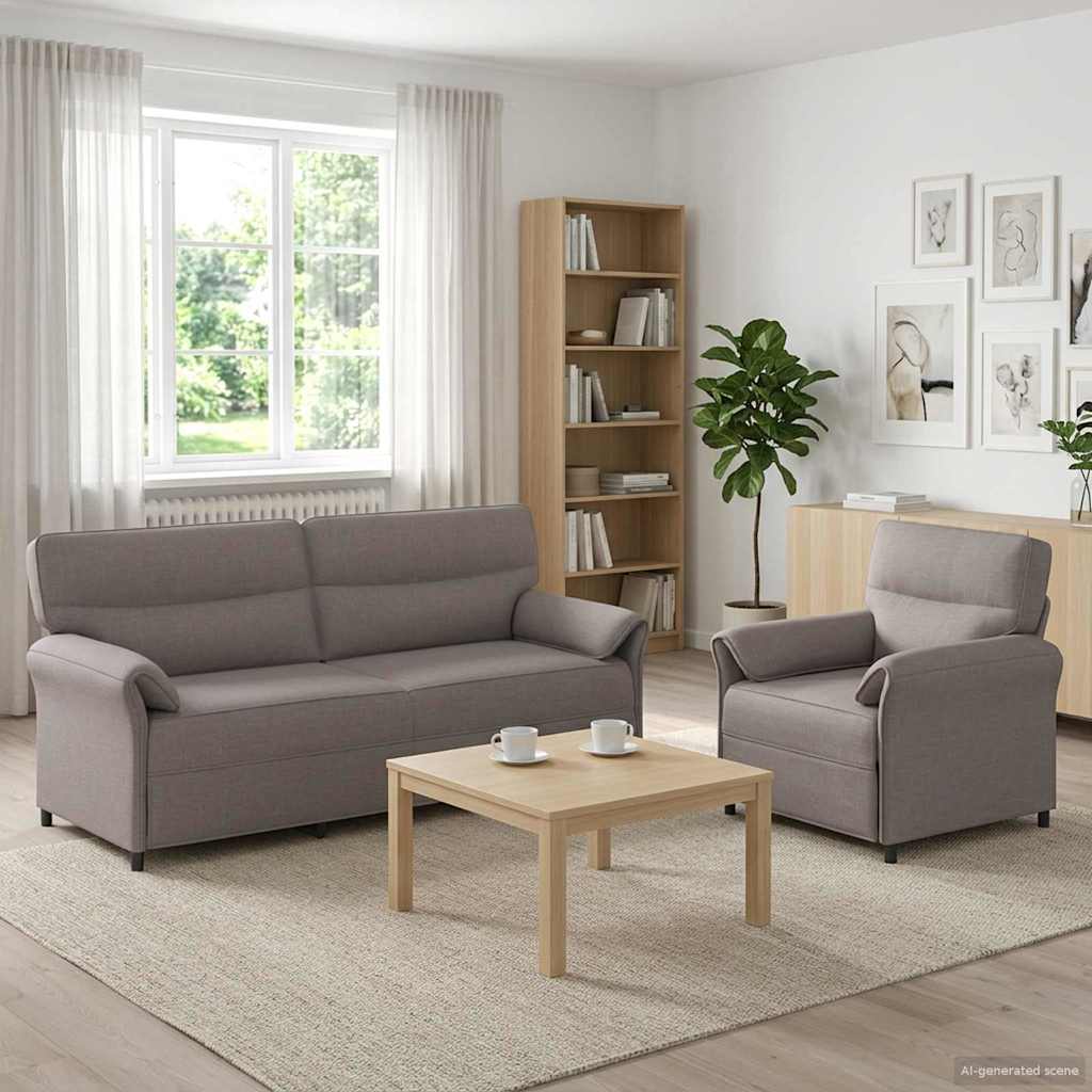 Sofa Set 2 stk. Taupe Stoff