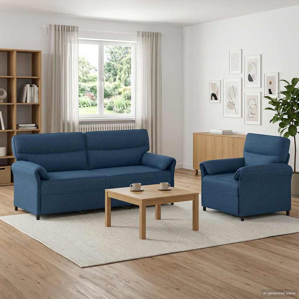 Sofa Set 2 stk. Blau Stoff