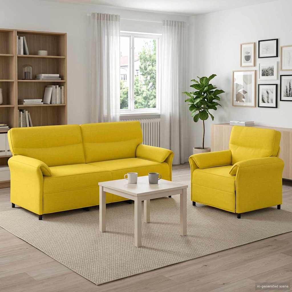 Sofa Set 2 stk. Helles Gelb Stoff