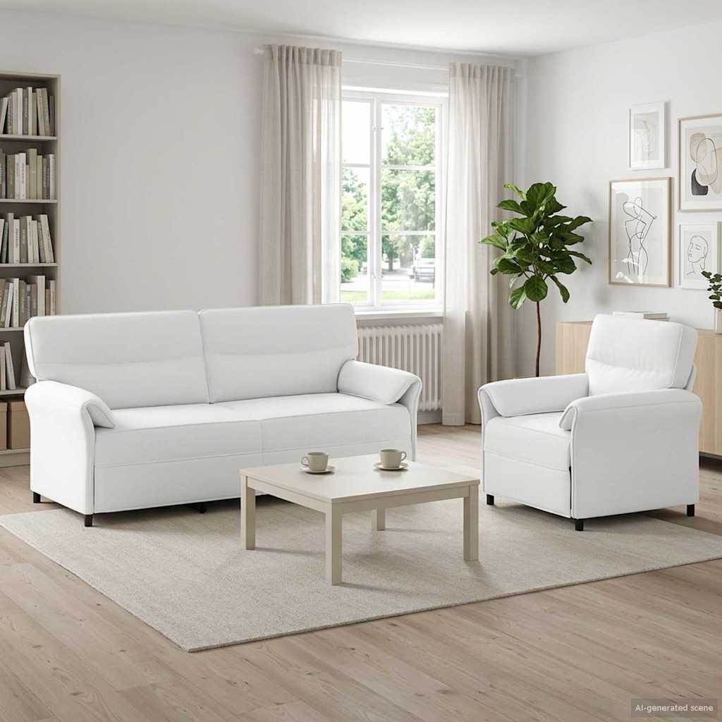 Sofa Set 2 stk. Weiß Stoff