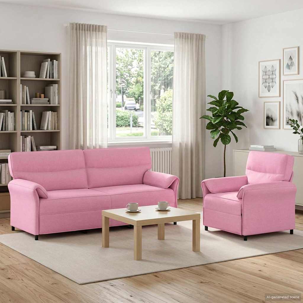 Sofa Set 2 stk. Rosa Stoff