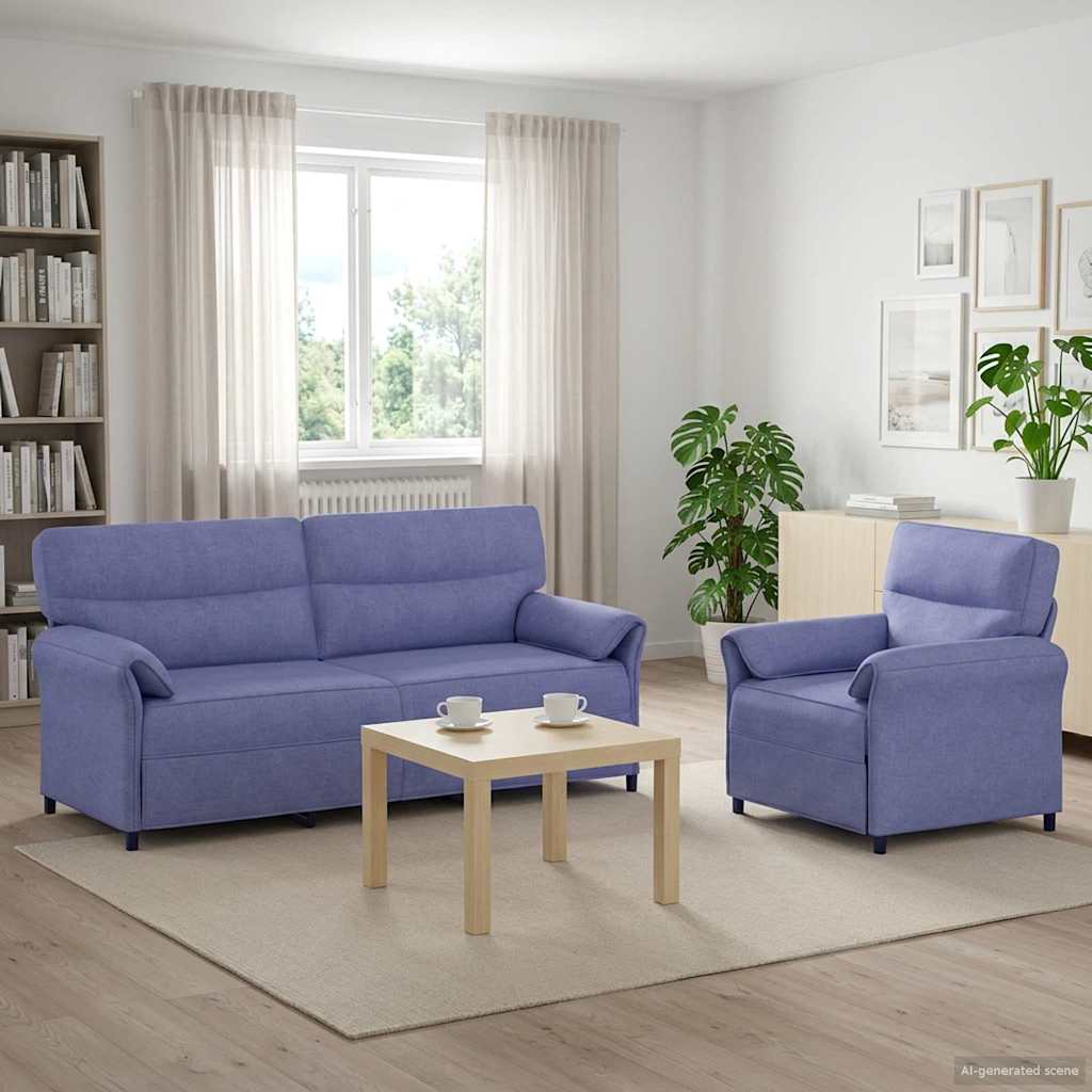 Sofa Set 2 stk. Jeans blau Stoff
