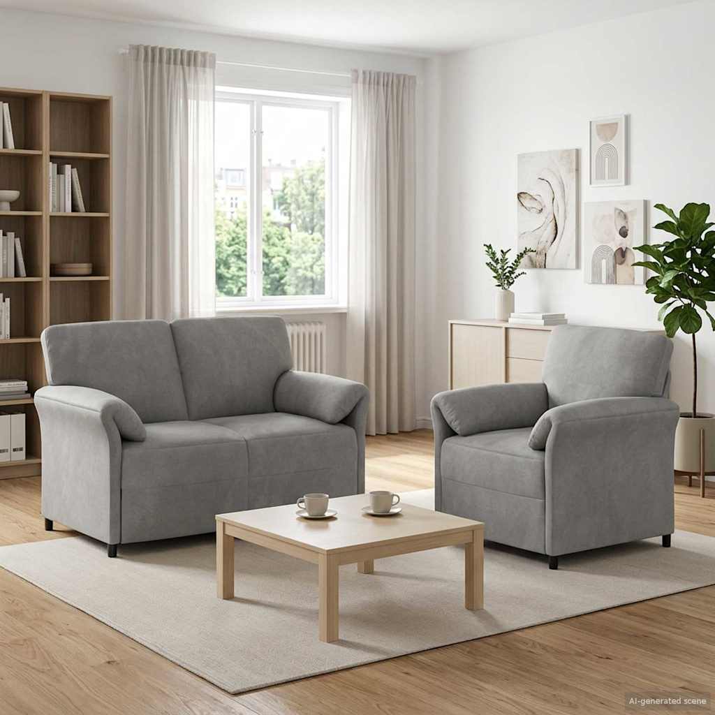 Sofa Set 2 stk. Hellgrau Samt