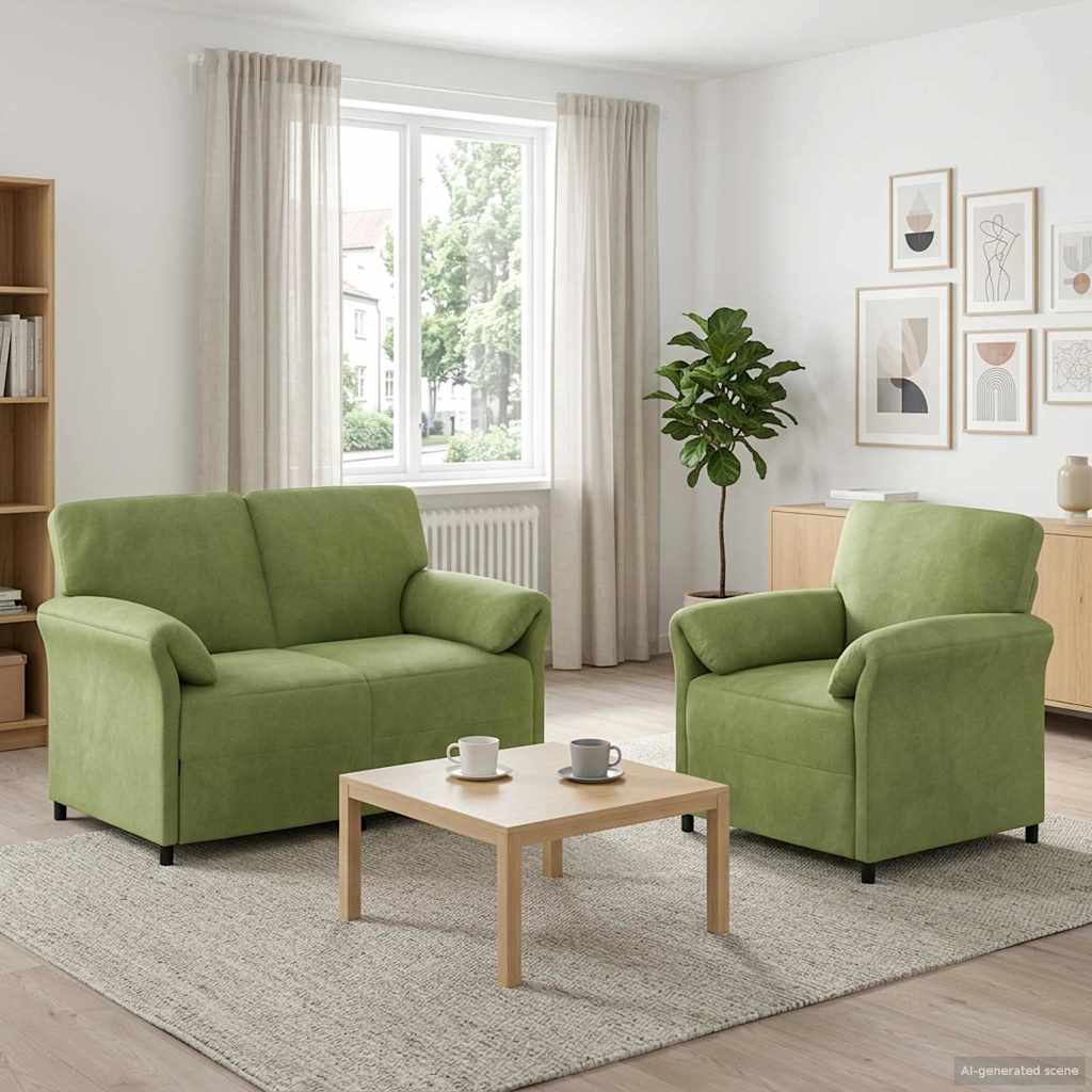 Sofa Set 2 stk. Hellgrün Samt