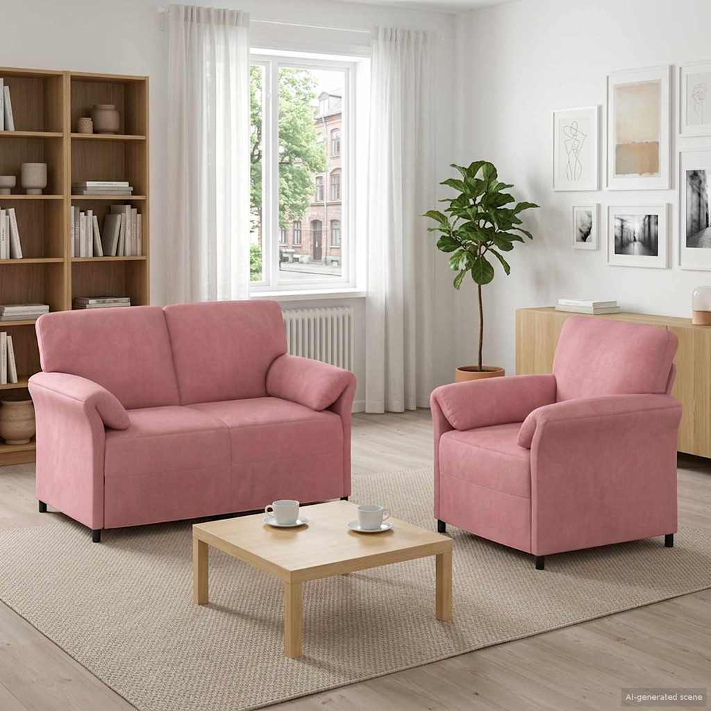 Sofa Set 2 stk. Rosa Samt