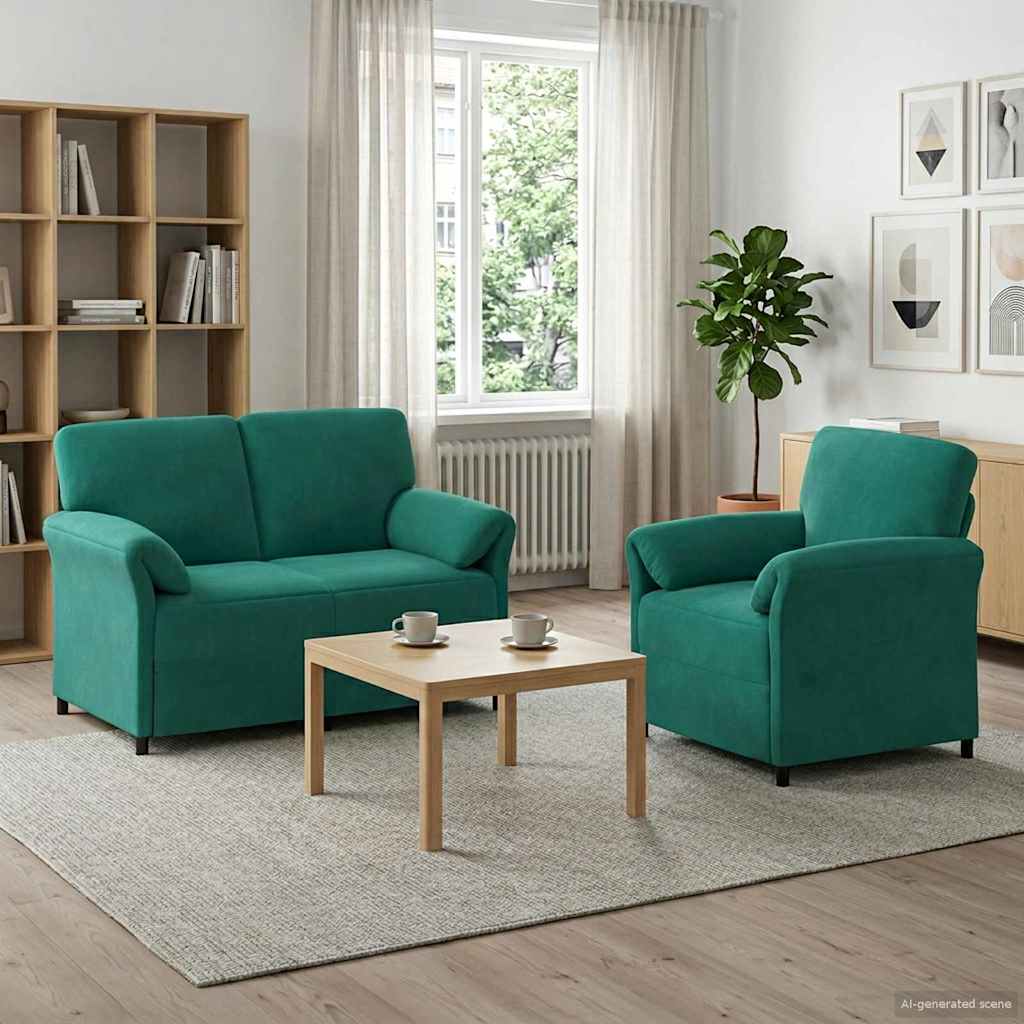 Sofa Set 2 stk. Türkis Samt