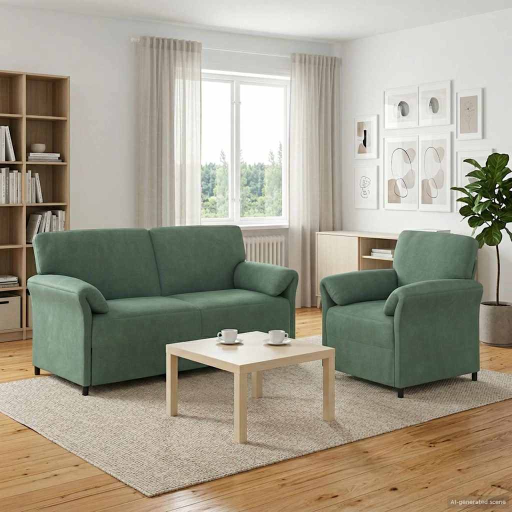 Sofa Set 2 stk. Meergrün Samt