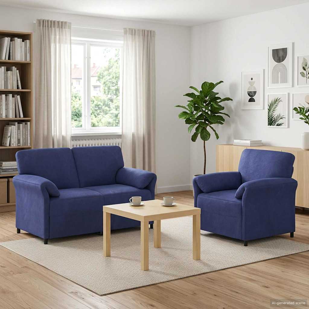 Sofa Set 2 stk. Polizeiblau Samt