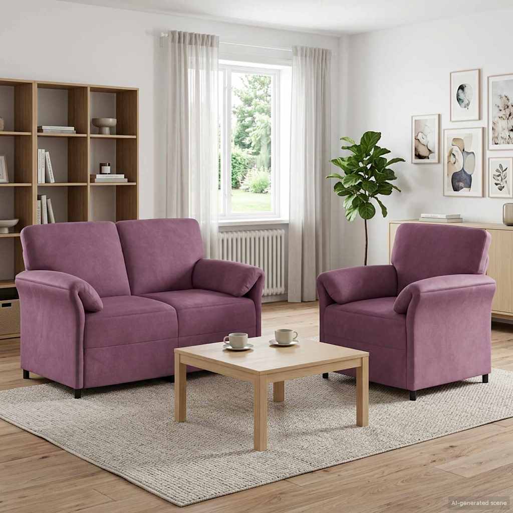 Sofa Set 2 stk. Lila Samt