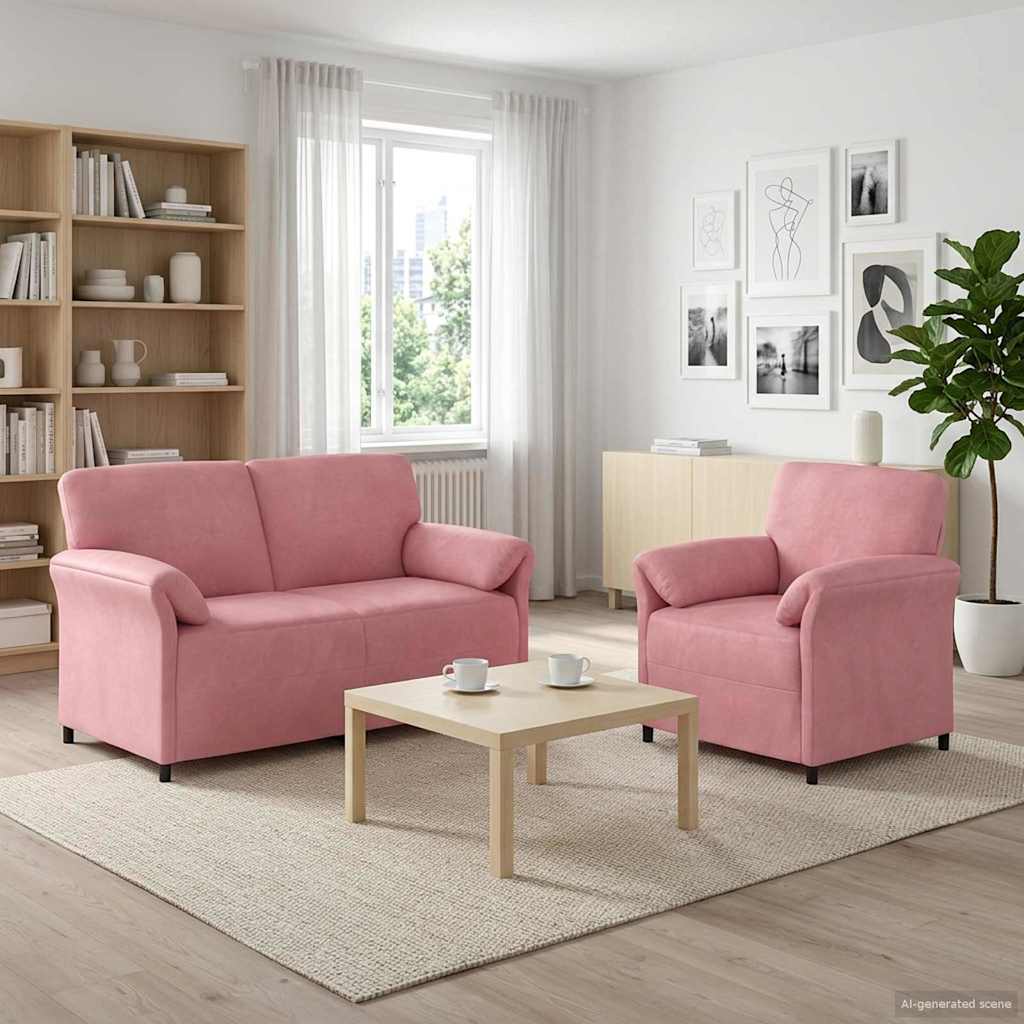 Sofa Set 2 stk. Rosa Samt