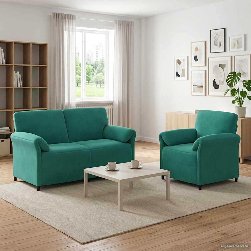 Sofa Set 2 stk. Türkis Samt