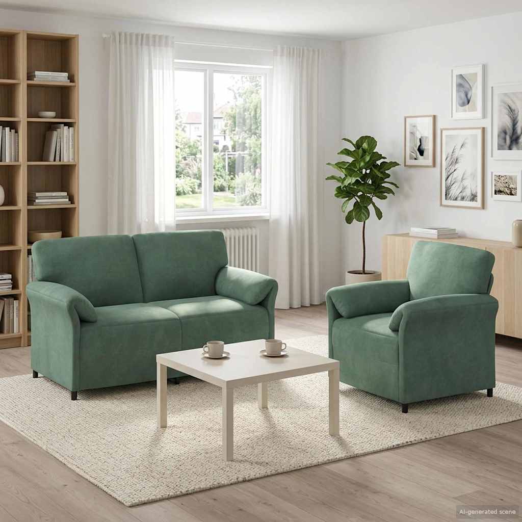 Sofa Set 2 stk. Meergrün Samt