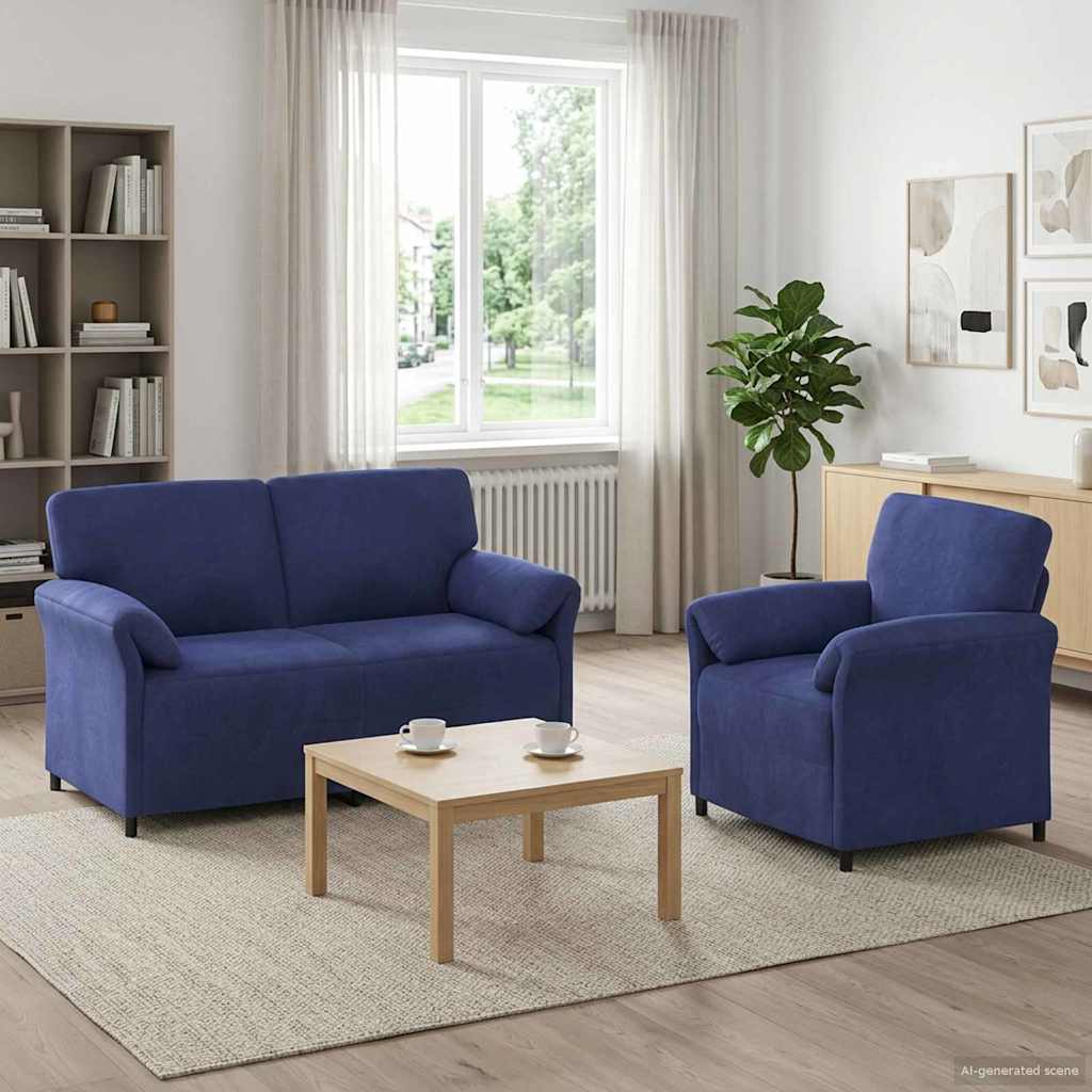 Sofa Set 2 stk. Polizeiblau Samt