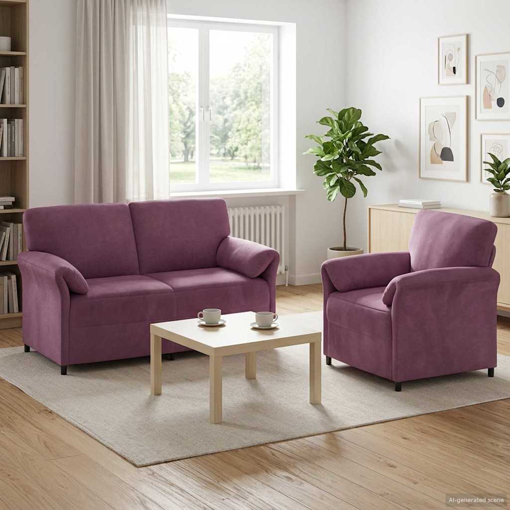 Sofa Set 2 stk. Lila Samt