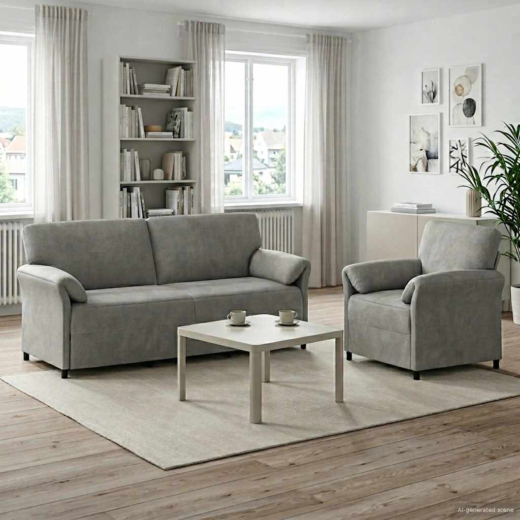 Sofa Set 2 stk. Hellgrau Samt