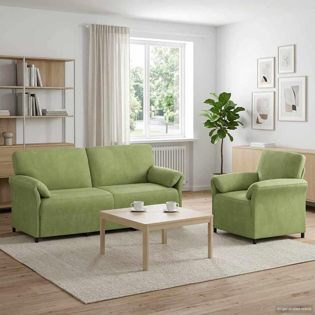 Sofa Set 2 stk. Hellgrün Samt