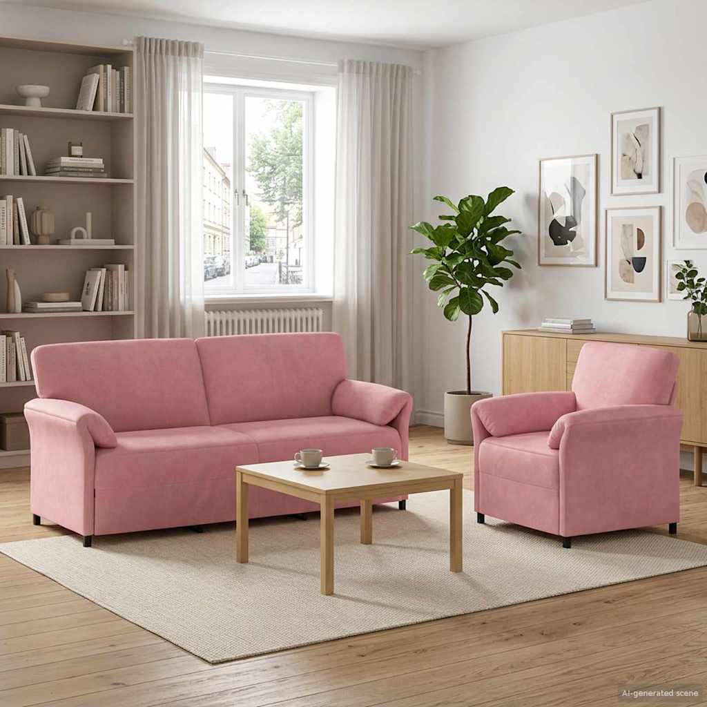 Sofa Set 2 stk. Rosa Samt