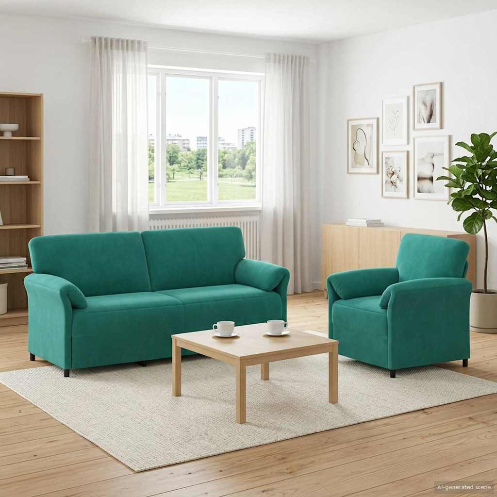 Sofa Set 2 stk. Türkis Samt