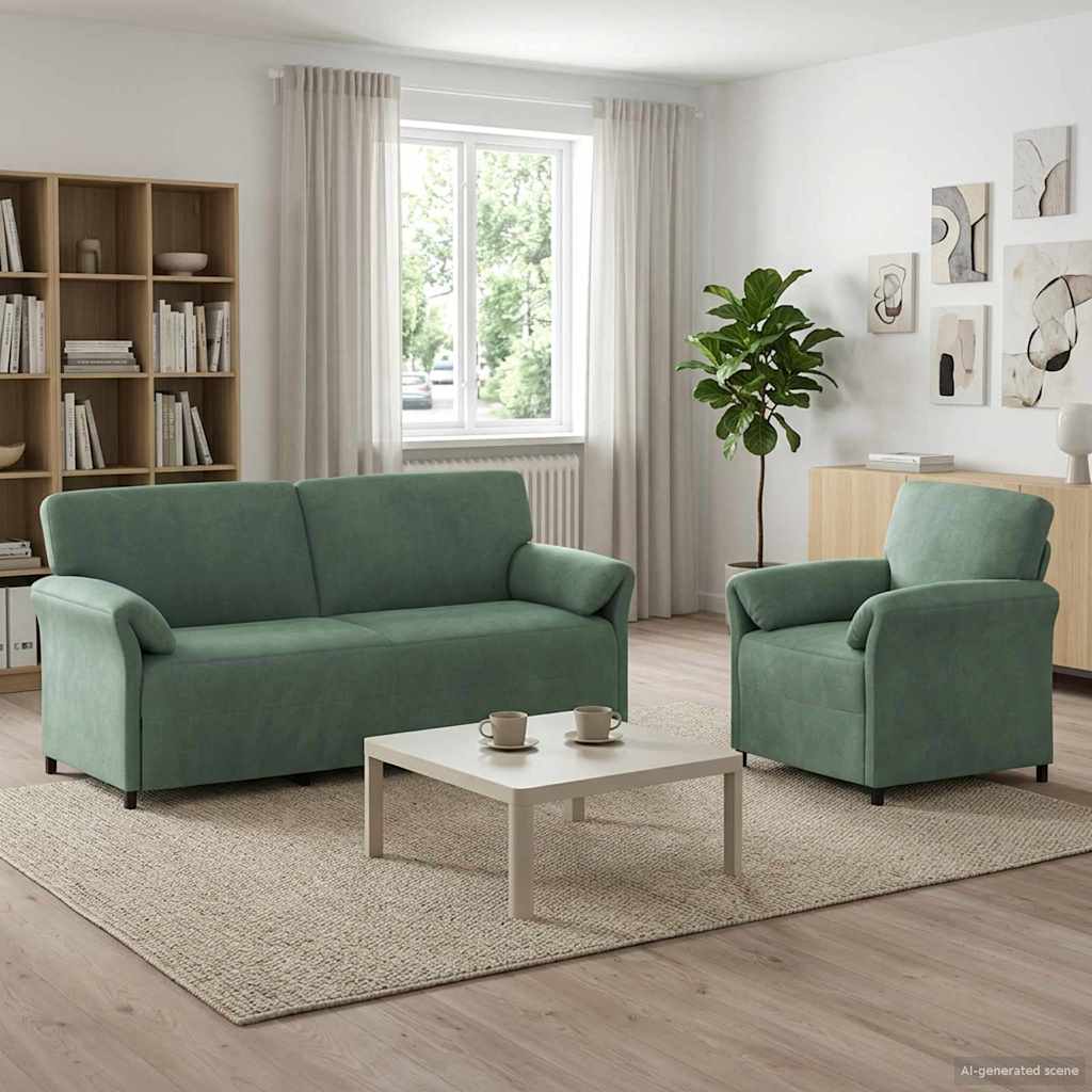 Sofa Set 2 stk. Meergrün Samt