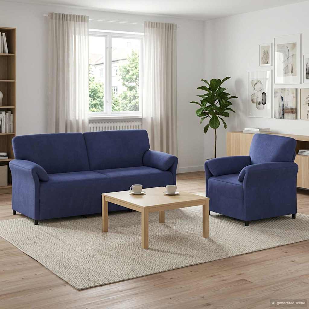 Sofa Set 2 stk. Polizeiblau Samt