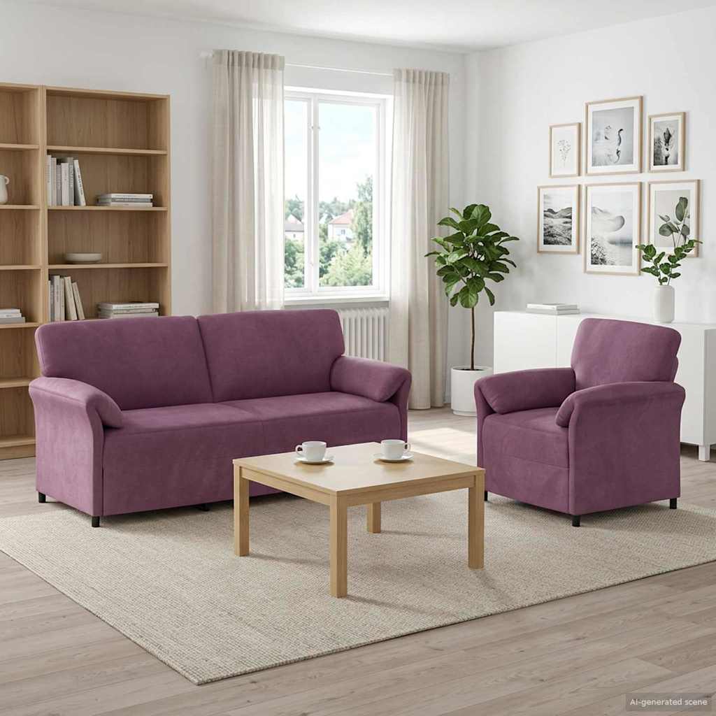 Sofa Set 2 stk. Lila Samt