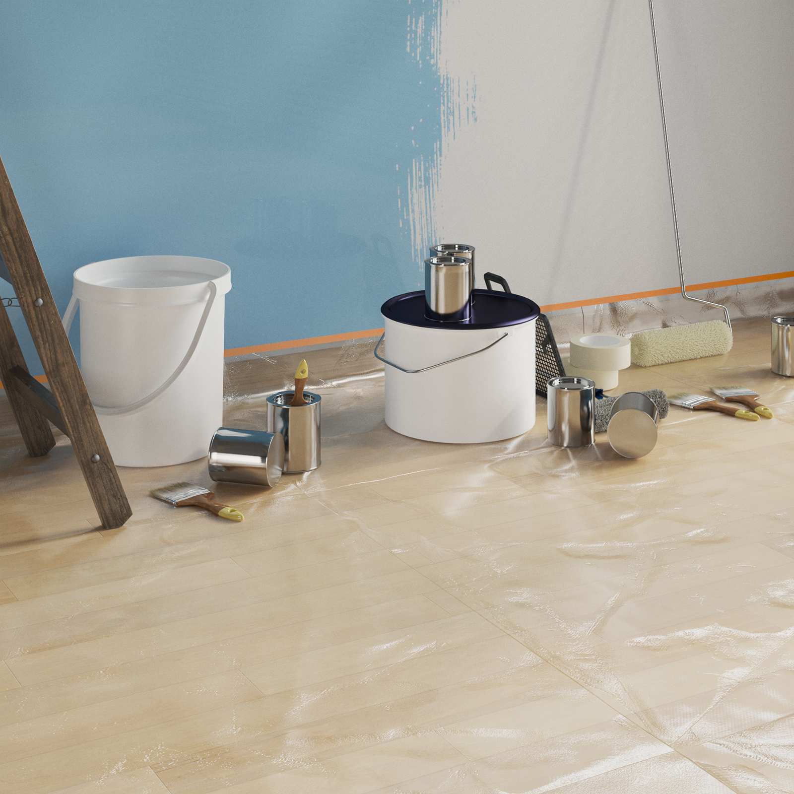 Staubschutzfolie mit Klebeband 6 stk. Transparent 240 x 2000 cm