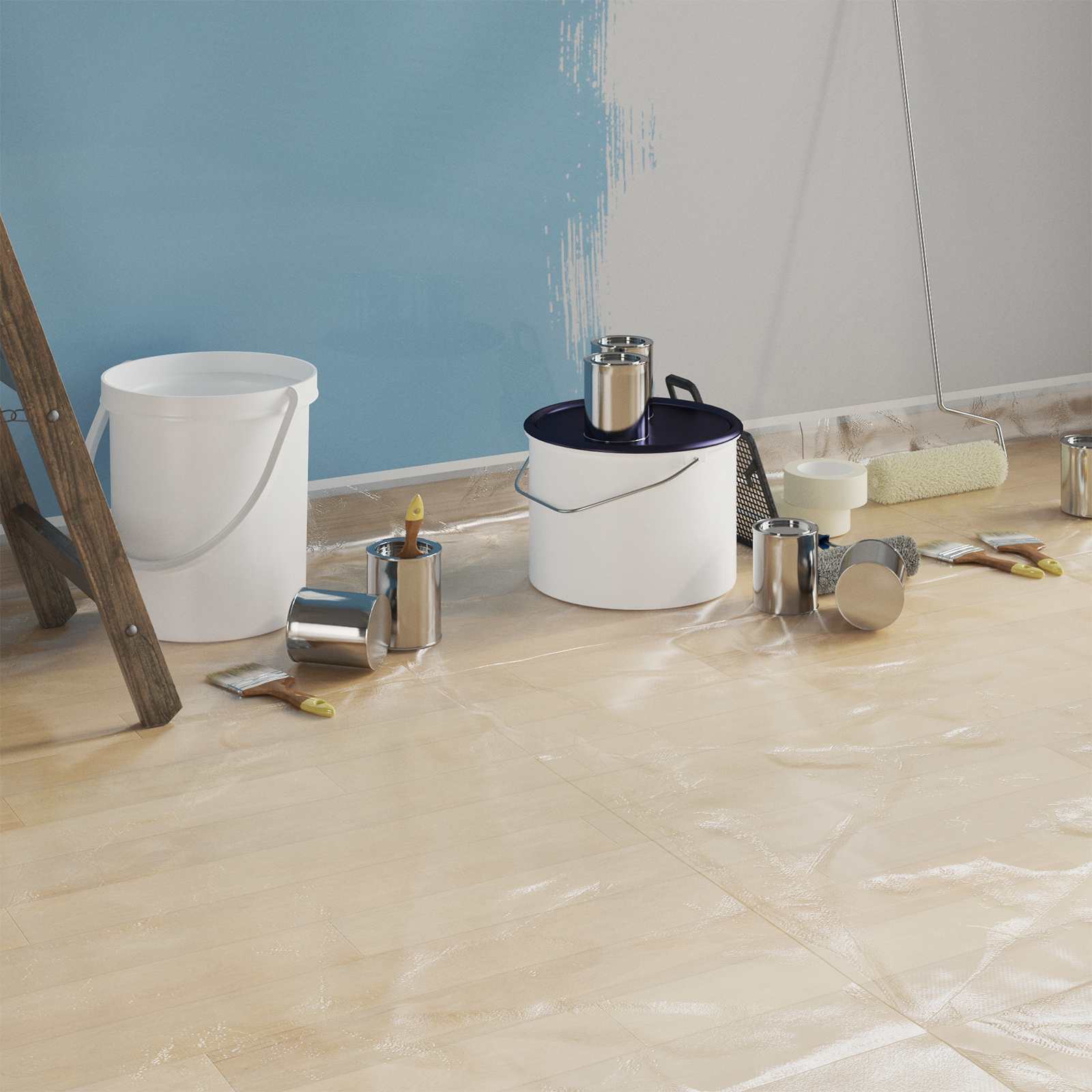 Staubschutzfolie mit Klebeband 6 stk. Transparent 30 x 3300 cm