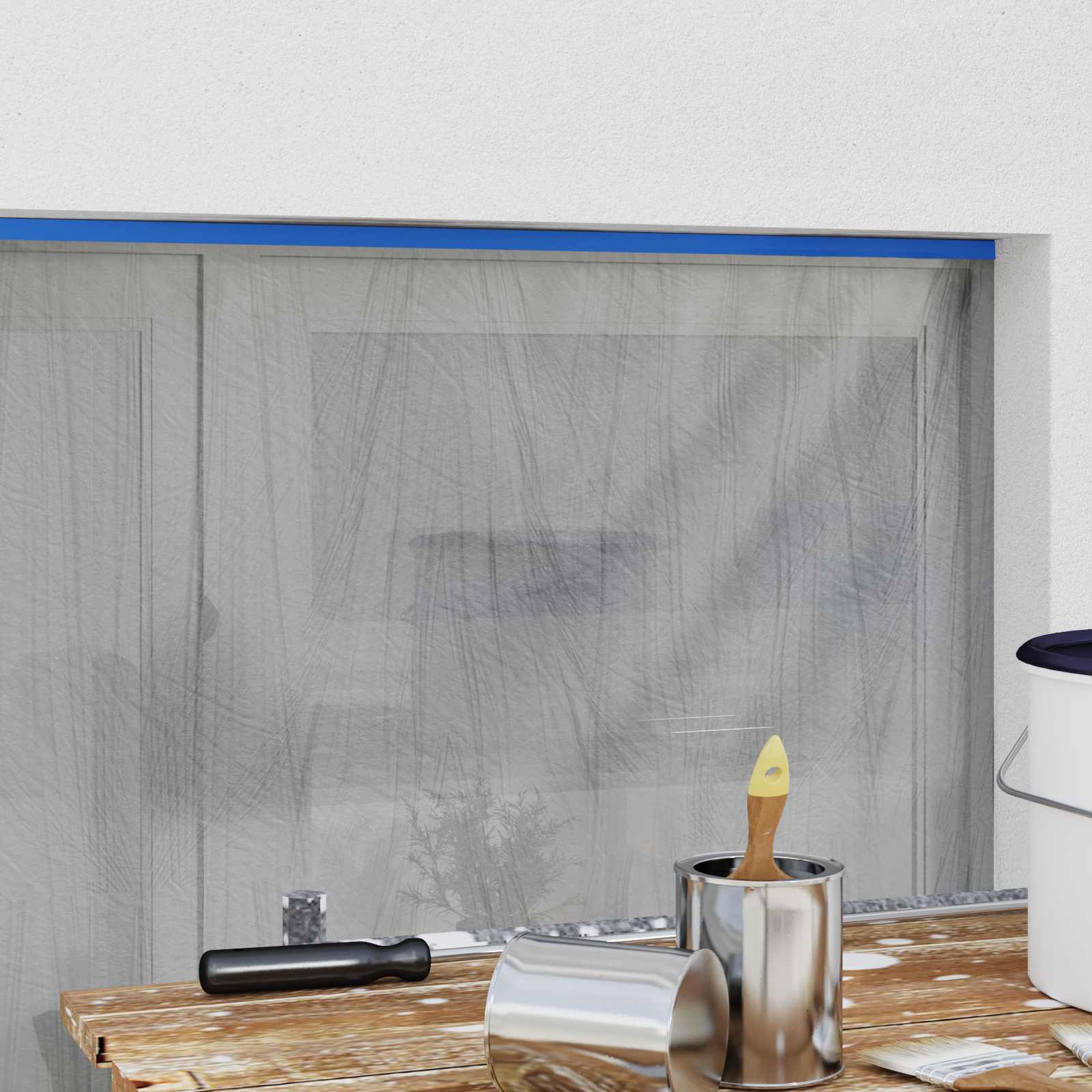 Abdeckfolie mit Klebeband 6 stk. Transparent und Blau