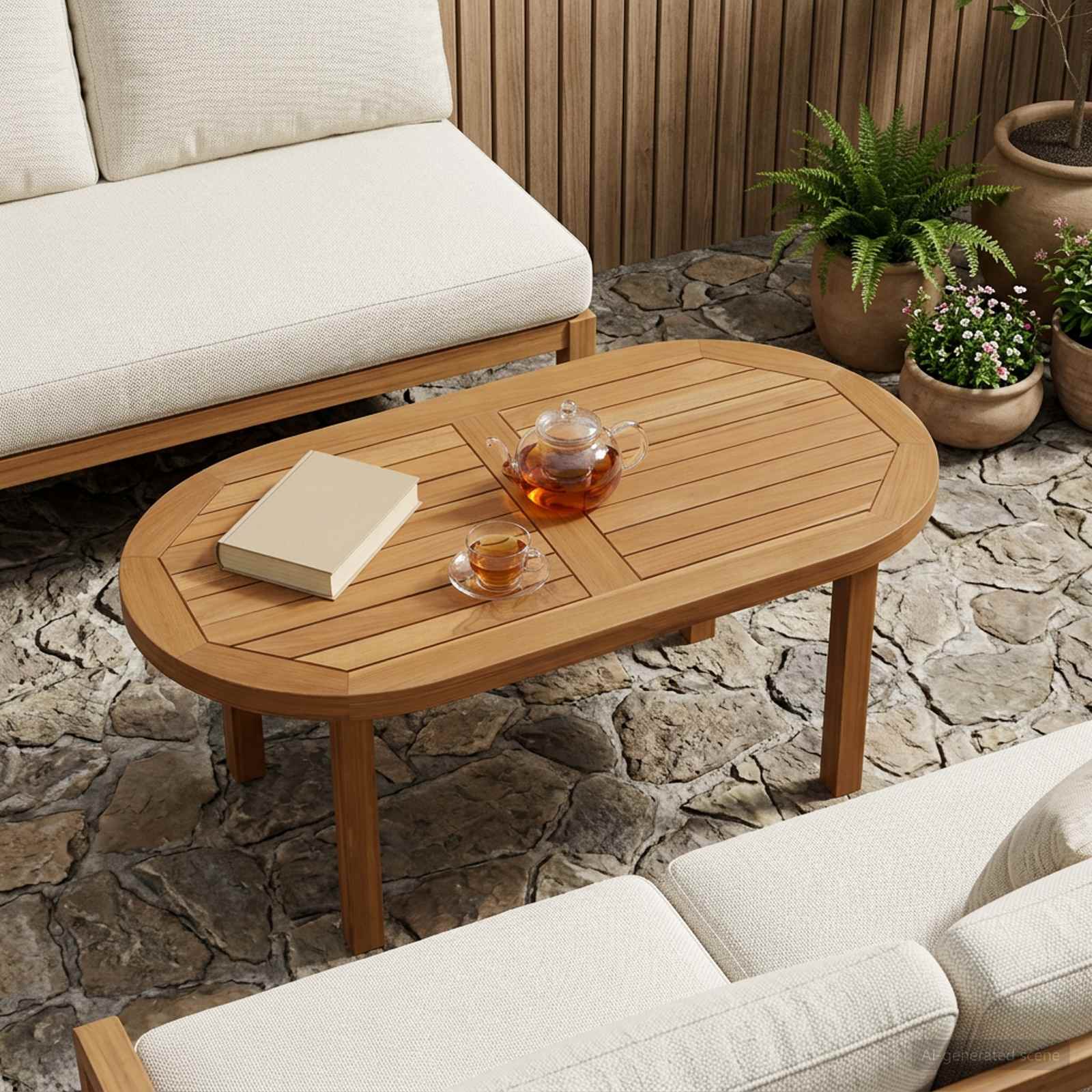 Tischplatte 80 x 40 x 2,5 cm Oval Massives Teakholz Natur