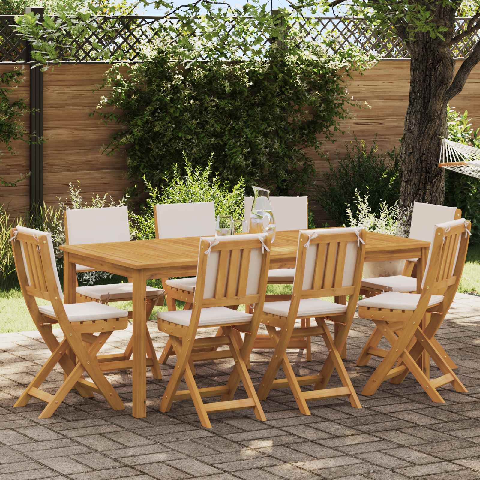 Gartenstuhl 8 stk. Cremeweiß Massivholz Akazie